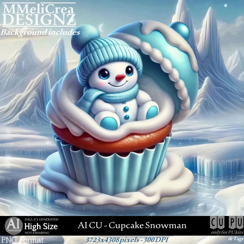 (image for) AI - CU Cupcake Snowman (CU4PU/PNG)